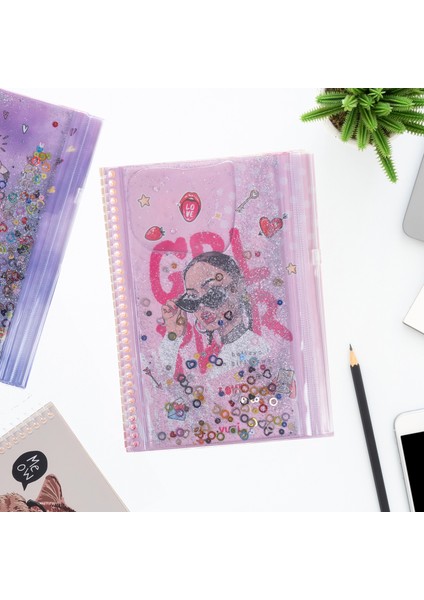 Girl Power Simli ve Sulu Kapaklı Kalem Kutulu A5 Defter