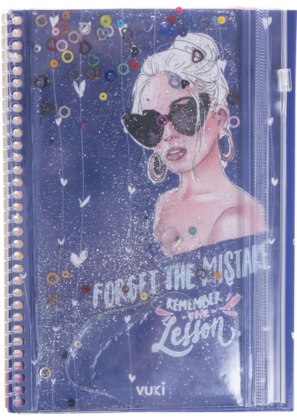 Girl Power Simli ve Sulu Kapaklı Kalem Kutulu A5 Defter