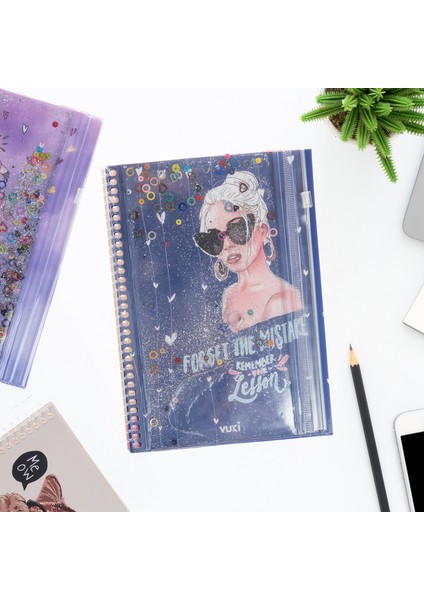 Girl Power Simli ve Sulu Kapaklı Kalem Kutulu A5 Defter