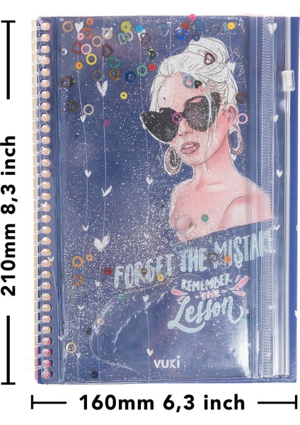 Girl Power Simli ve Sulu Kapaklı Kalem Kutulu A5 Defter