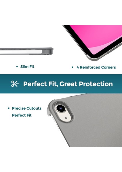 Ipad 10. Nesil 10.9 Uyumlu Kılıf Uyku Modlu Pu Deri Smart Standlı Case A2696 A2757 A2777