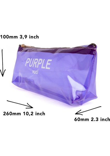 Mor Renkli Şeffaf Femuarlı Kalem Kutusu & Makyaj Çantası fırsatları