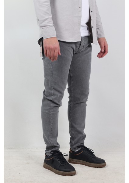 Slim Fit Erkek Kot Pantolon Gri