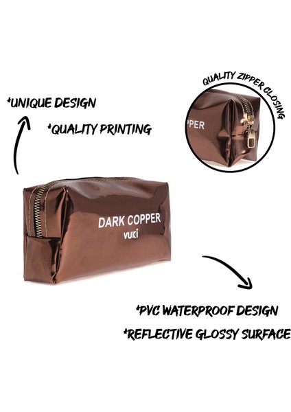 Dark Copper Aynalı Fermuarlı Kalem Kutu & Makyaj Çantası fiyatları