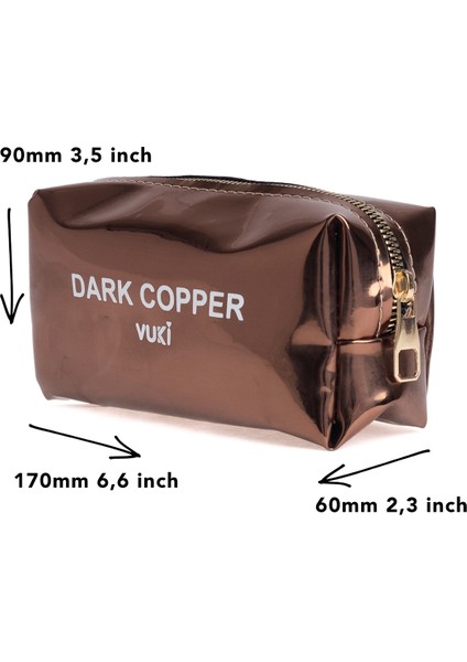 Dark Copper Aynalı Fermuarlı Kalem Kutu & Makyaj Çantası fırsatları