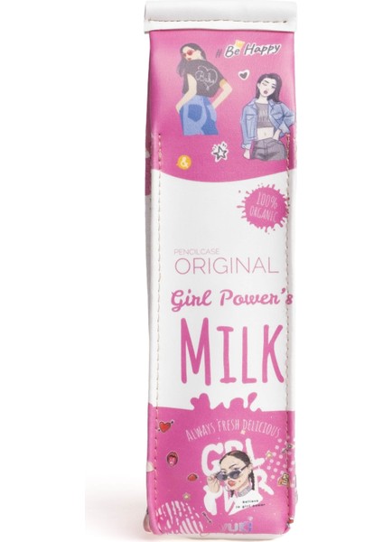 Girl Power Süt Kutusu Şeklinde Fermuarlı Kalem Kutu
