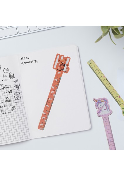 Ayı Desenli Özel Tasarım Ahşap Cetvel Kitap Ayracı