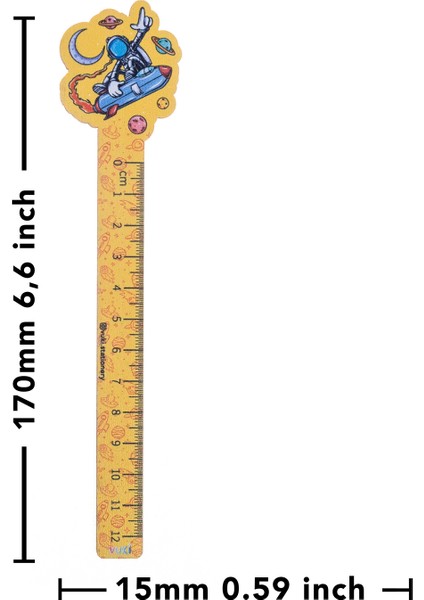 Astronot Desenli Özel Tasarım Ahşap Cetvel Kitap Ayracı