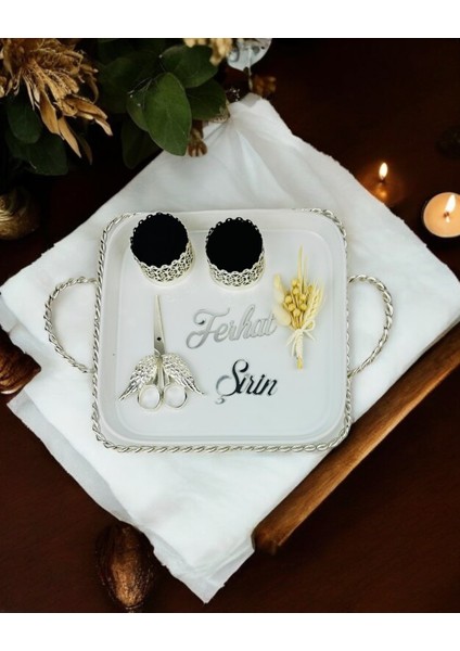 Spark Kare Porselen Söz Nişan Tepsisi