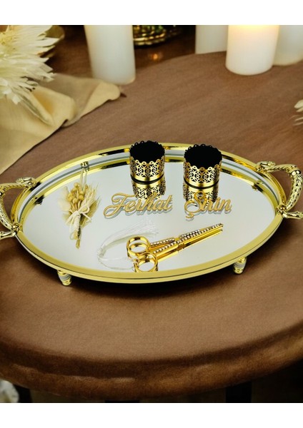 Infinity Gold Şık Söz Nişan Tepsisi
