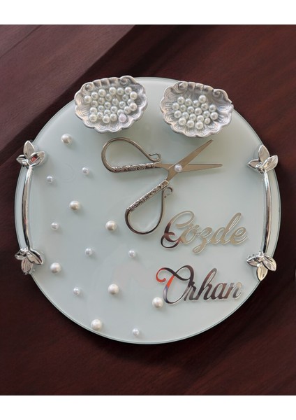 Beloved Gümüş Yuvarlak Söz Tepsisi