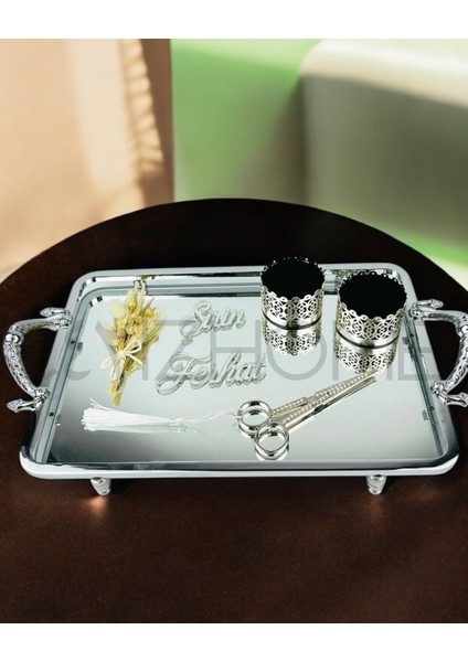Passion Gümüş Şık Nişan Tepsisi