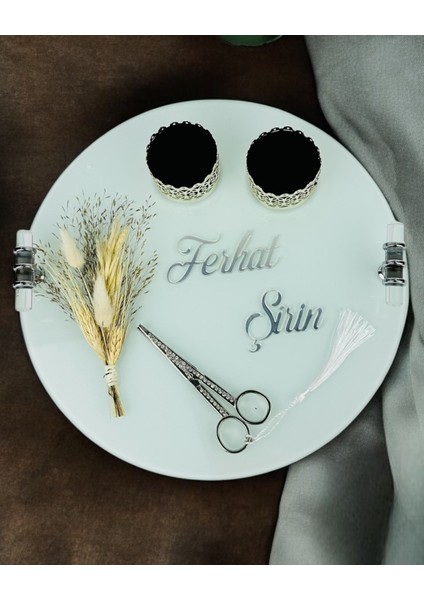 Cherish Gümüş Beyaz Söz Nişan Tepsisi