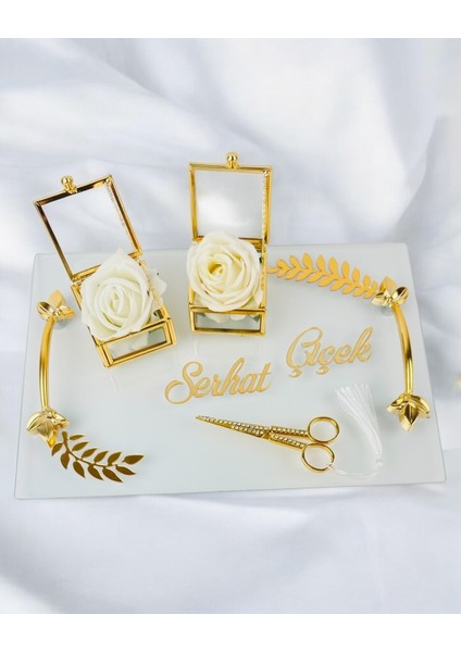 Embrace Gold Şeffaf Nişan Tepsisi