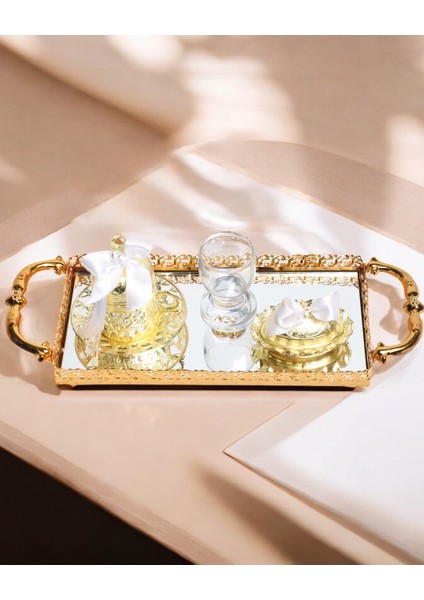 Affection Gold Nişan Kahve Tepsisi