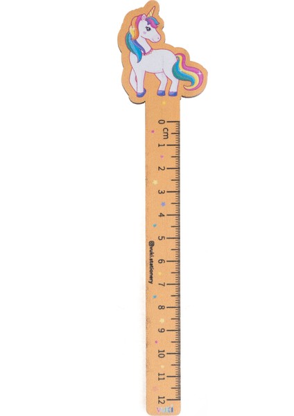 Unicorn Desenli Özel Tasarım Ahşap Cetvel Kitap Ayracı