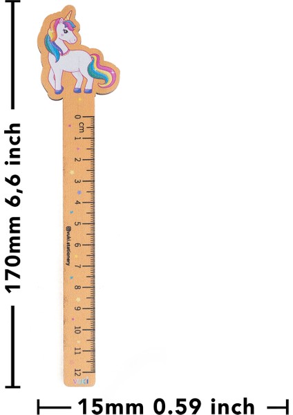 Unicorn Desenli Özel Tasarım Ahşap Cetvel Kitap Ayracı