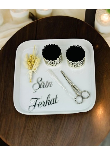 Bliss Gümüş Porselen Söz Nişan Tepsisi