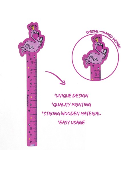 Flamingo Desenli Özel Tasarım Ahşap Cetvel Kitap Ayracı fiyatları