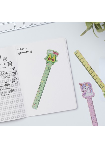 Avokado Desenli Özel Tasarım Ahşap Cetvel Kitap Ayracı