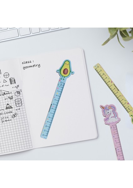 Avokado Desenli Özel Tasarım Ahşap Cetvel Kitap Ayracı