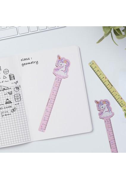 Unicorn Desenli Özel Tasarım Ahşap Cetvel Kitap Ayracı