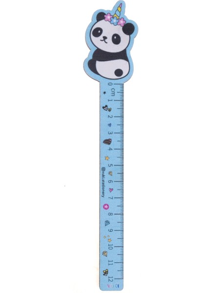 Panda Desenli Özel Tasarım Ahşap Cetvel Kitap Ayracı