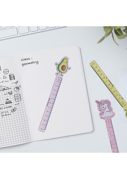Avokado Desenli Özel Tasarım Ahşap Cetvel Kitap Ayracı