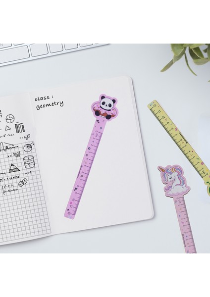 Panda Desenli Özel Tasarım Ahşap Cetvel Kitap Ayracı
