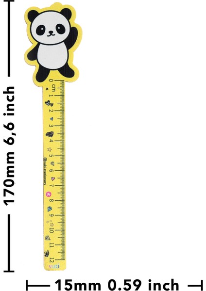 Panda Desenli Özel Tasarım Ahşap Cetvel Kitap Ayracı
