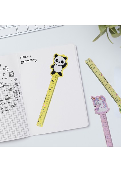 Panda Desenli Özel Tasarım Ahşap Cetvel Kitap Ayracı