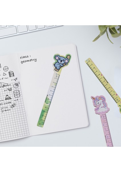 Hayvanlar Desenli Özel Tasarım Ahşap Cetvel Kitap Ayracı