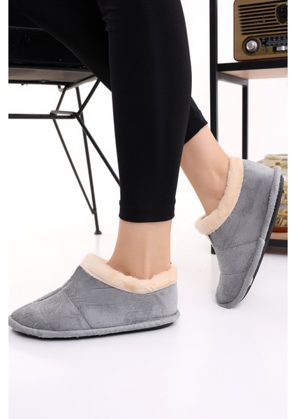 U040 Kadın Erkek Ev Içi Yünlü Kışlık Ev Pandufu Ev Ayakkabısı