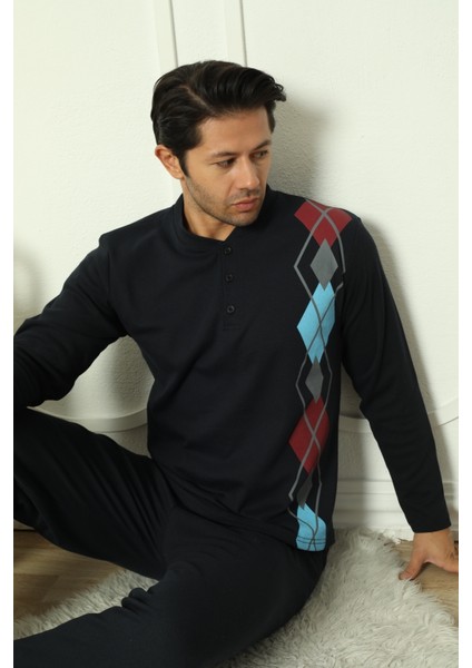 Flkm 5010 Interlok Kalın Kışlık Desenli Erkek Ev Pijama Takımı fırsatları