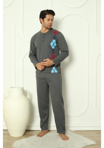 Flkm 5010 Interlok Kalın Kışlık Desenli Erkek Ev Pijama Takımı modelleri