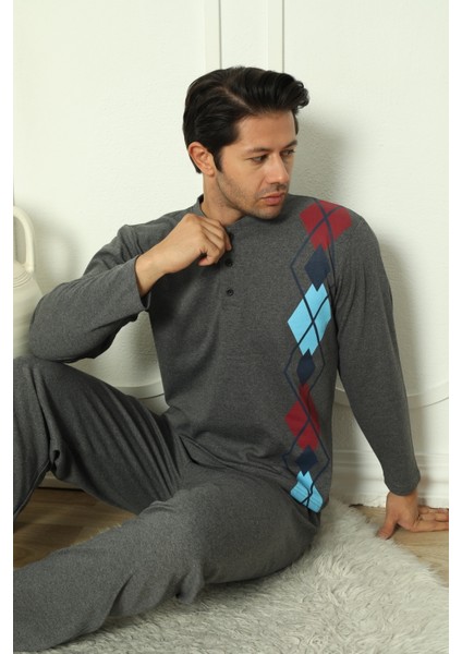 Flkm 5010 Interlok Kalın Kışlık Desenli Erkek Ev Pijama Takımı fırsatları