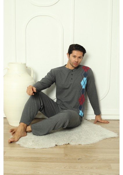 Flkm 5010 Interlok Kalın Kışlık Desenli Erkek Ev Pijama Takımı indirimleri