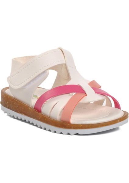 Ayakmod Beyaz-Pembe Bebek Sandalet