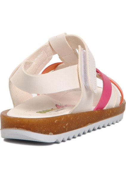 Ayakmod Beyaz-Pembe Bebek Sandalet