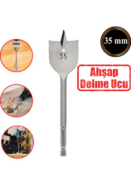 Matkap Ucu Ahşap Delme Ucu Tahta Sunta Plastik Alçıpan Delme Ucu Bits Yaprak Uç 35 mm