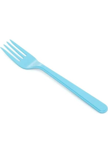Plastik Turkuaz Renkli Lü x Parti Doğum Günü Çatal - 18 cm . - 25 Adetlik Paket