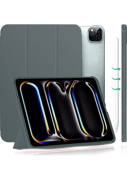 Apple Ipad Pro 11 M4 2024 11 Inç Tablet Uyumlu Flip Smart Standlı Akıllı Kılıf Smart Cover