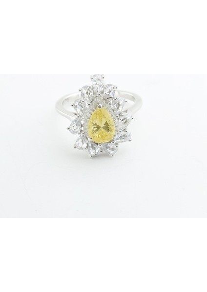 Elmas Modeli Sitrin Taşlı Gümüş Yüzük fiyatları