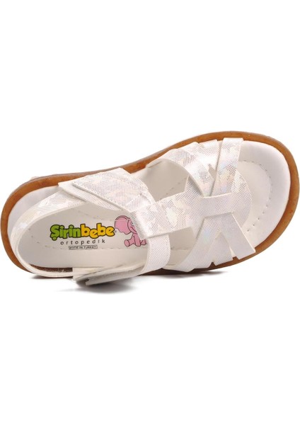Ayakmod Beyaz Simli Bebek Sandalet