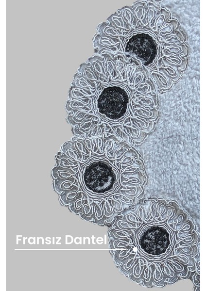 Gülruba Köşeli Gri Çeyizlik Dantelli 2'li Banyo Paspası Seti Kaymaz Tabanlı Klozet Takımı fiyatları