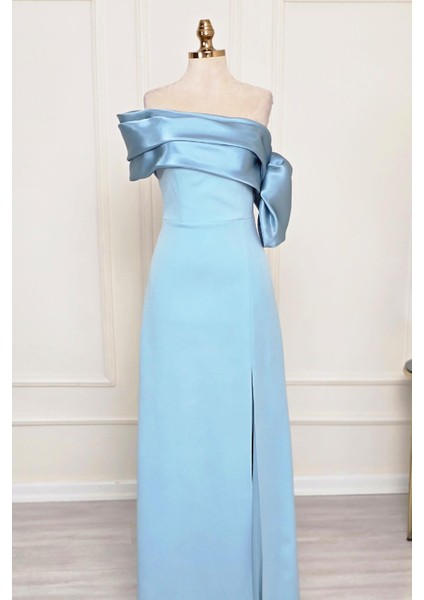 Bebe Mavisi Asimetrik Krep Elbise 6589