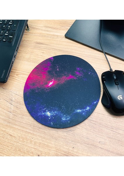 Space Tasarımlı Oval Mouse Pad