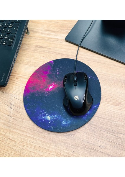 Space Tasarımlı Oval Mouse Pad