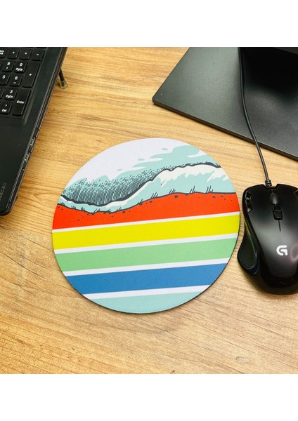 Retro Dalga Tasarımlı Oval Mouse Pad