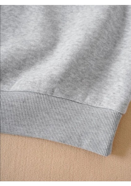 Shark Baskılı Sweatshirt Geniş Kalıp Ribanalı Sıfır Yaka modelleri